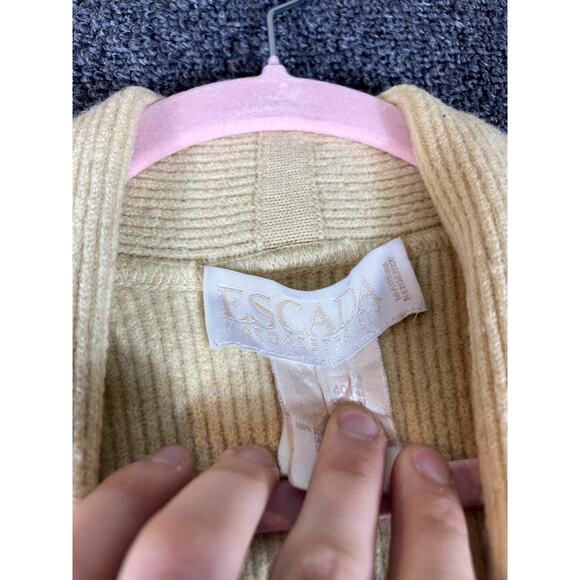 Vintage Escada Margaretha Ley Ribbed Open Front Wool Cardigan Womens 40 Yellow - Picture 14 of 16
